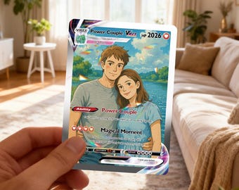 Custom Pokémon-Inspired Couple Keepsake Wedding & Anniversary Photo to Holo Card丨Romantic Couple Gift for Him or Her, Unique Love Card