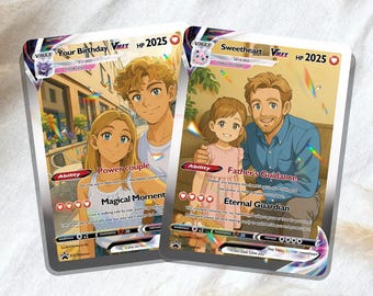 Personalized Pokemon Anime Anniversary Card, Custom Wedding Photo Keepsake, Romantic Couple Gift for Him or Her, Unique Love Card