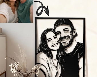 Custom Portrait Metal Wall Art, Personalized Minimalist Line Flat Sculpture from Photo, Gifts for Pet , Lover, Family