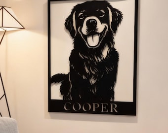 Custom Portrait Metal Wall Art, Personalized Minimalist Line Flat Sculpture from Photo, Gifts for Pet , Lover, Family