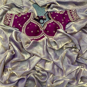 Space Silk Saree: Embroidered Blouse, Indian Wedding Wear