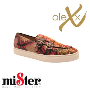 Python-embossed sneaker monk