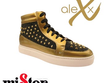 Ankelhöga guldfärgade sneakers