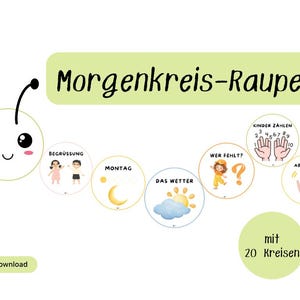 Morning Circle Caterpillar | Morning Circle Kindergarten | Daycare PDF | Daily Routine | Weather | Days of the Week | Circle Center | Preschool | Instant Download
