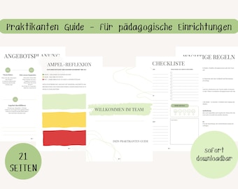 Willkommensmappe Praktikanten Guide Kita & Tagespflege | Praxisanleitung Ordner | Reflexionsvorlagen für Erzieher | FSJ Pädagogik PDF