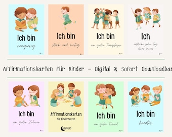 Affirmation cards for children – 15 cards + cover sheet | Strengthen mindfulness & self-esteem | Printable PDF