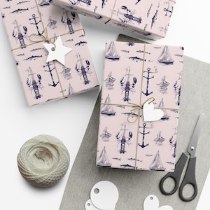 Nautical Gift Wrap Papers | Marine-Themed Wrapping Paper for Holidays, Birthdays, Anniversaries, Showers, Parties