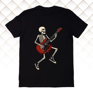 Halloween Skull Guitar T-Shirt: Spooky Rock Band Graphic Tee