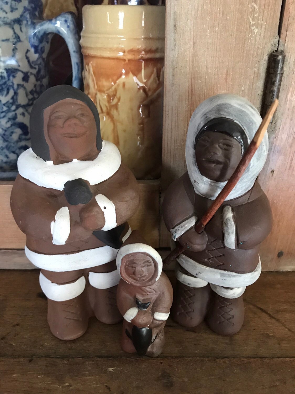 Vintage clay terracotta Eskimo Inuit Family figurines artist Etsy