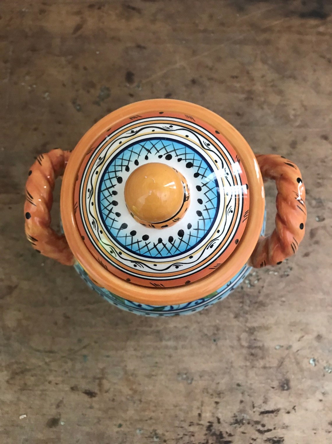 Dario Farrucci Villa Paradiso hand painted canister jar w/ lid Etsy