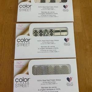 3 Color Street Real Nail Polish Strips black and white designs