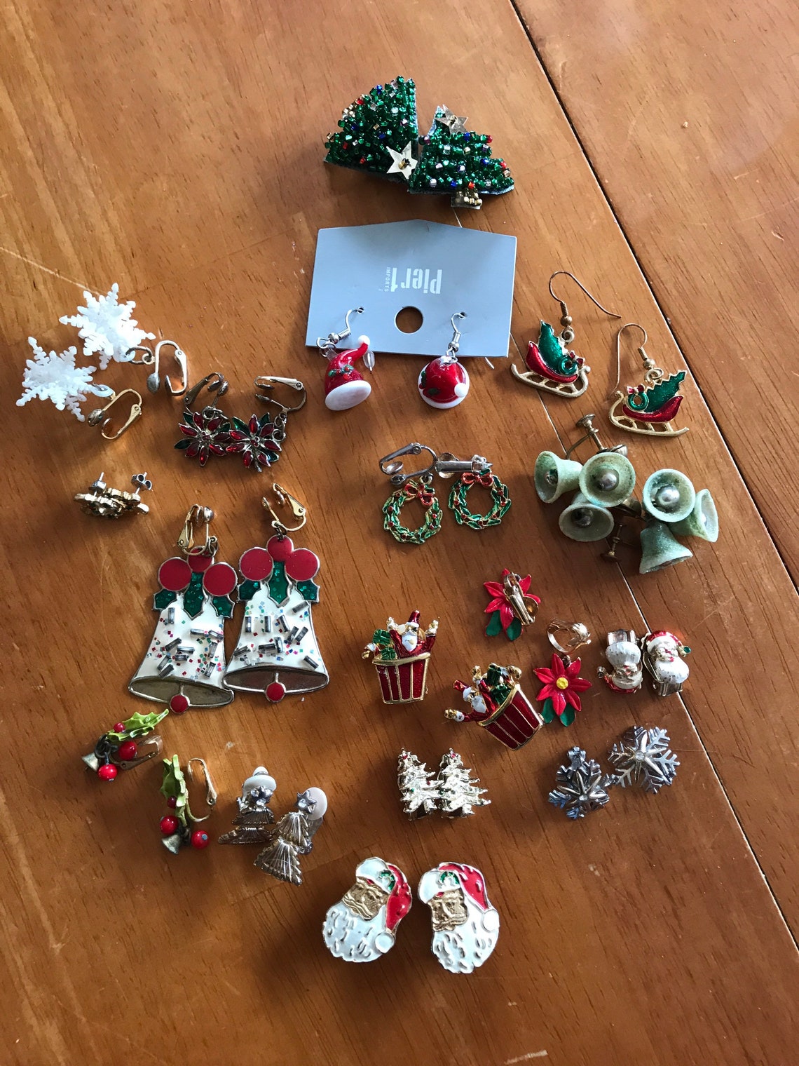 Vintage Lot van 17 paar kerstoorbellen Santa klokken hulst | Etsy
