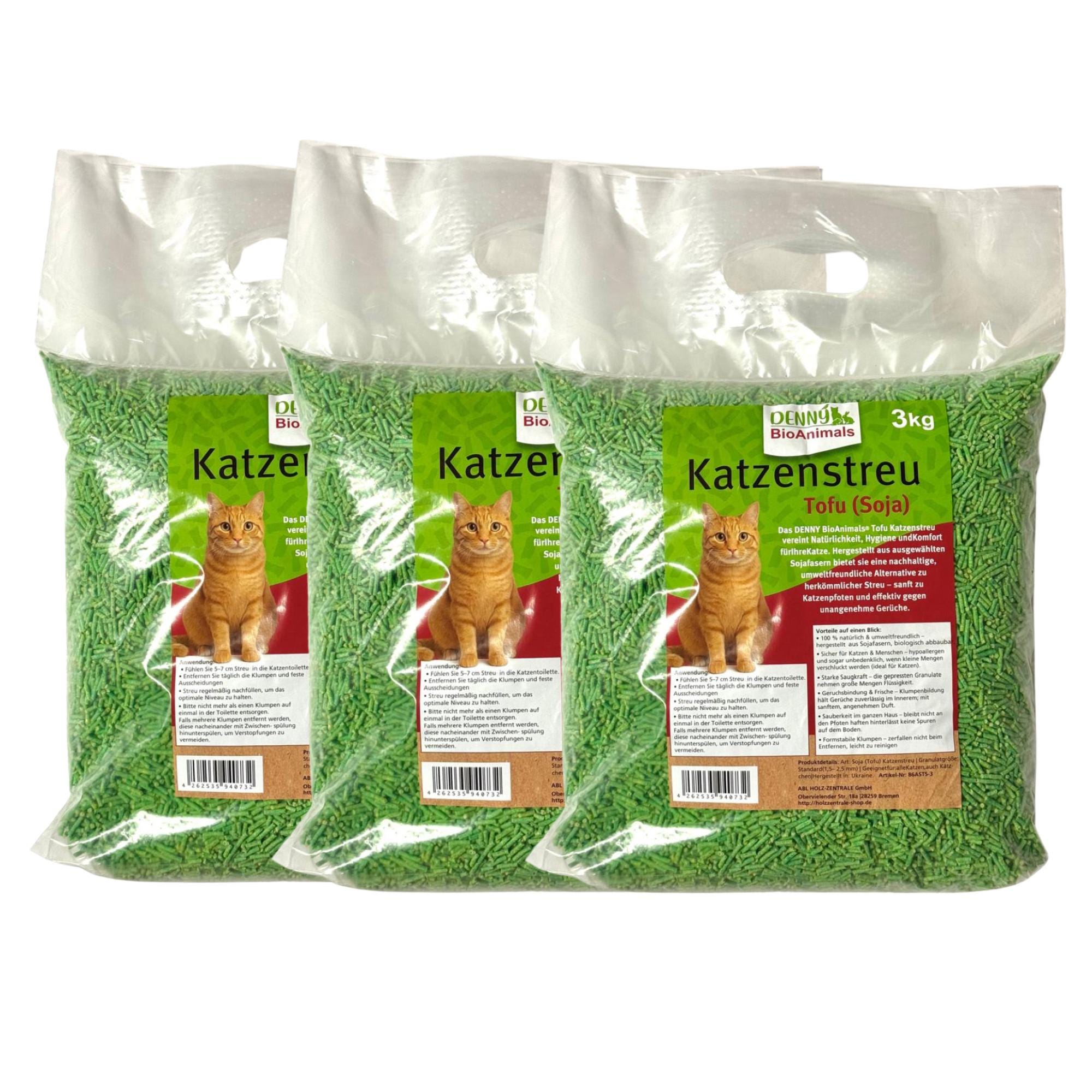 Tofu (soy) Cat Litter 9 Kg (3 Bags of 3 Kg Each), 24 L – Natural ...