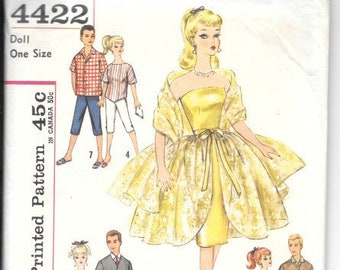 Barbie and Ken Doll Clothing Pattern Simplicity 4422 - Vintage Sewing  Patterns Shop