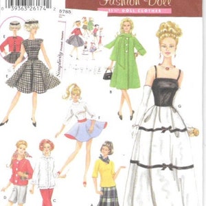 Barbie Fashion Doll Sewing Pattern 1950 60s 7 Outfits