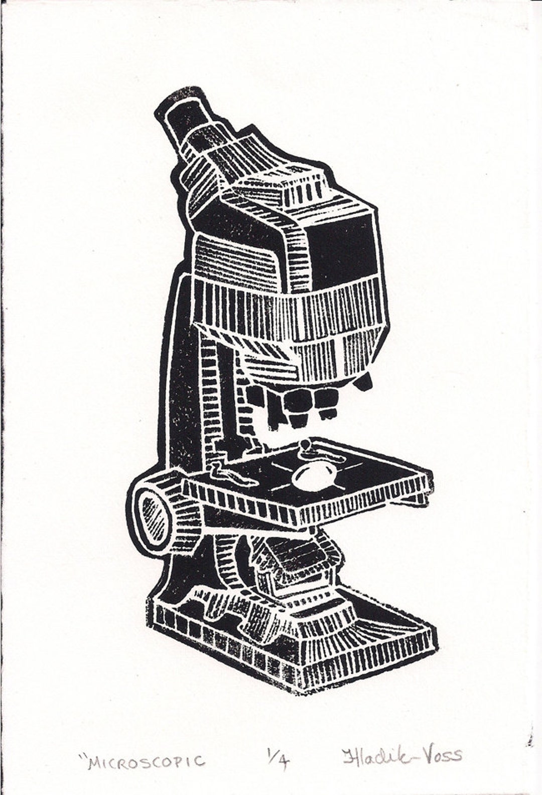 Vintage Science Lino Microscope Geekery Techie Art 5 X 7.5 - Etsy