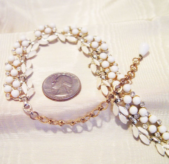 Bridal Midcentury Choker Necklace-White Floral En… - image 3