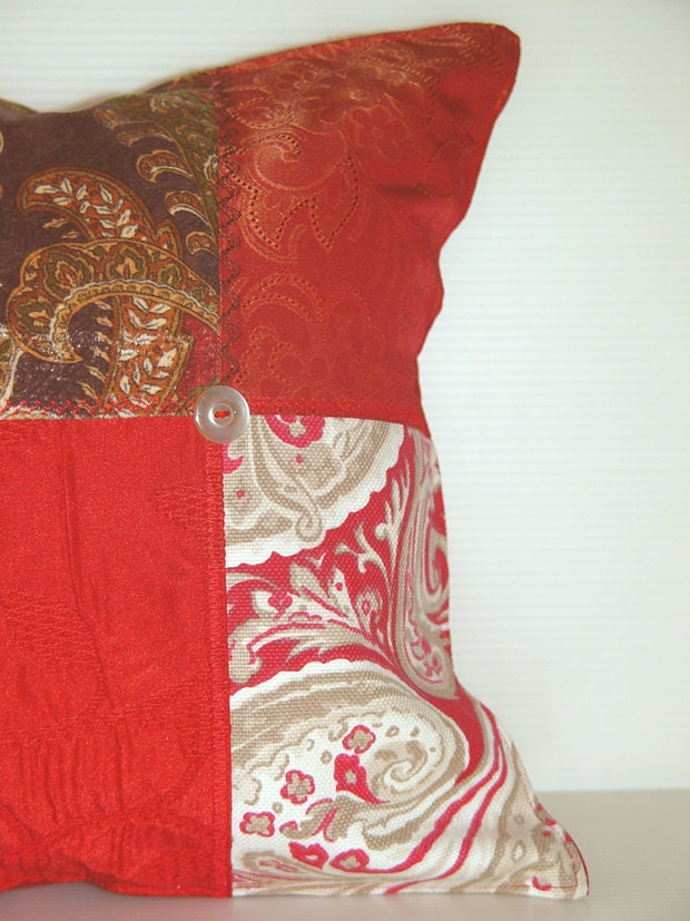 French Cottage Designer Fabric Pillow Cover Red Stripe Etsy