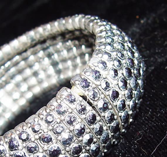 Vintage Valentine Glam Bracelet-Stretch Shiny Sil… - image 1