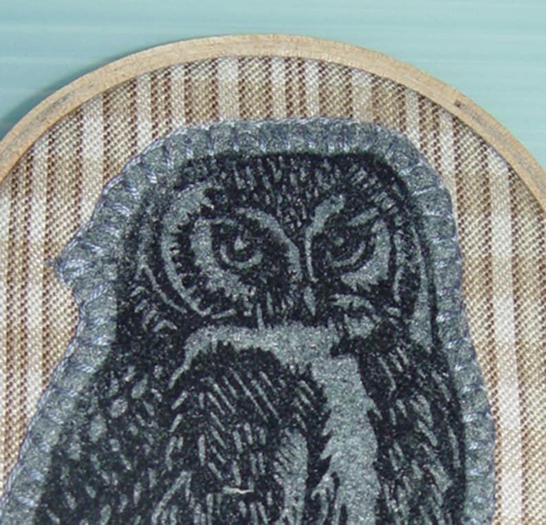 4 x 5.5 inch Country Cottage Preppy Owl Wall Art Linocut on Fabric
