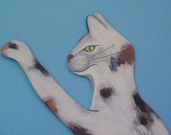 Wall Art- Calico Cat- Folk Art Handmade Sculpture- 21 x 16 inches