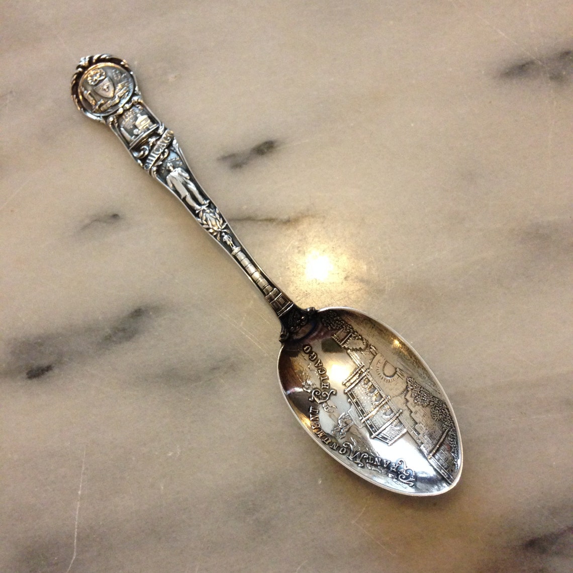 Chicago Souvenir Spoon Sterling Grants Tomb 1930s Etsy