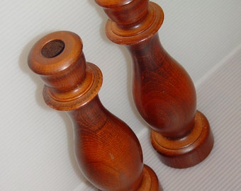 Scandinavian Modern Candlesticks- Mid Century Nordic- Wood  10 inch  25 cm