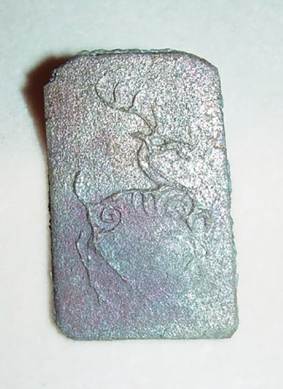 Paleo Raku Stag Pin- Prehistoric Art-Vintage Jewe… - image 1