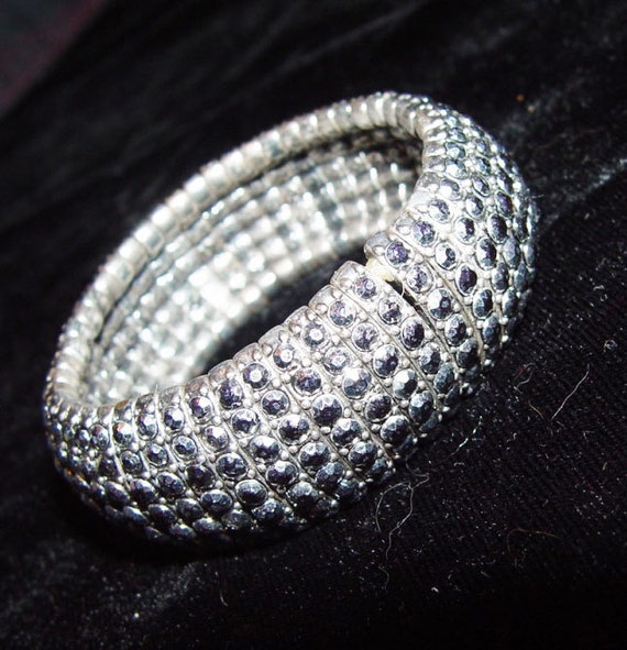 Vintage Valentine Glam Bracelet-Stretch Shiny Sil… - image 3