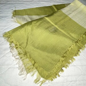 Asian Vintage Scarf Green Silk fringed