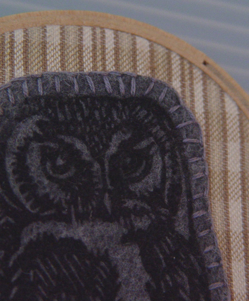 4 x 5.5 inch Country Cottage Preppy Owl Wall Art Linocut on Fabric