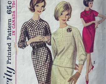 Classic Midcentury Dress- Vintage Pattern M 14 Bust 34- Simplicity 5614-