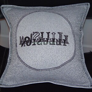 Text Symbol Pillow Cover Geekery Modern Art- Linocut Print on Fabric- 12x12 inch