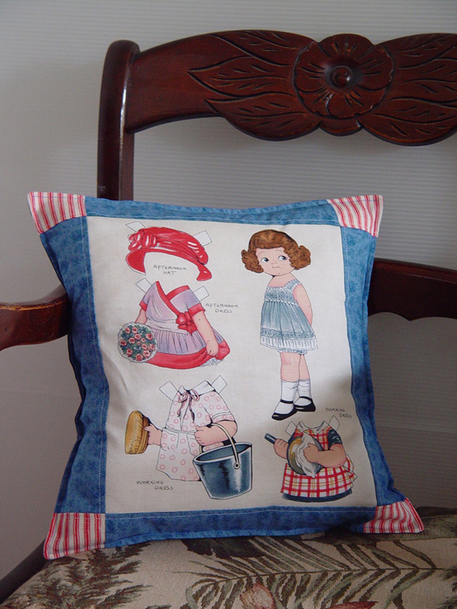 Vintage Dolls Pillow Cover Cute Girls Decor Traditional American Toys