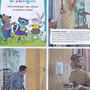 Retro Telephone 4 Ads Mid Century Nuclear Family Set of 4 Color Originals 50s 60s 7 x 10 inch 18 x 25 cm image 5