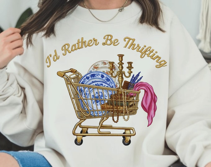 Featured listing image: I’d Rather Be Thrifting PNG | Thrift Lover Design | Vintage Thrift Graphic | Thrifting Shirt PNG | Digital Download