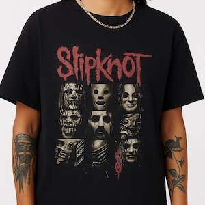 Slipknot Mask Grid T-Shirt - Classic Nu Metal Band Tee - Horror Rock Graphic Shirt - Vintage Slipknot Merch for Fans & Collectors