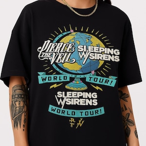 Pierce The Veil x Sleeping With Sirens Shirt World Tour Tee Emo Punk Band Merch Pop Rock Graphic Unisex Top