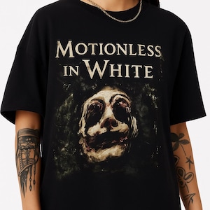 Motionless In White Mask Shirt - Horrorcore Band Tee - Gothic Fan Inspired T-Shirt - Scary Mask Metalcore Aesthetic Unisex