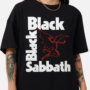 Black Sabbath Demon Logo Shirt Heavy Metal Band Tee Vintage Rock Graphic T-Shirt