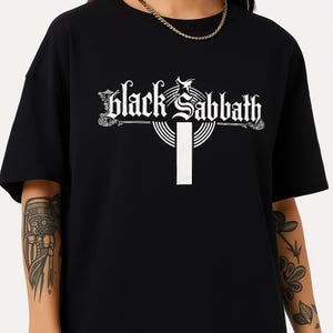 Black Sabbath Cross Logo Shirt Heavy Metal Band Tee Vintage Rock Graphic T-Shirt