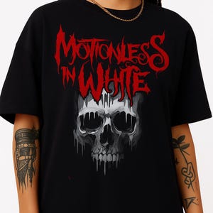 Motionless In White Skull Shirt - Red Gothic Horror Band Tee - Metalcore Fan Inspired Shirt - Dark Rock Aesthetic Clothing