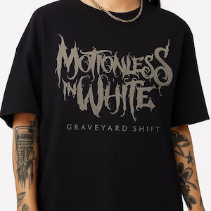 Motionless In White Graveyard Shift Shirt - Gothic Metalcore Album Tee - Fan Inspired Rock Band T-Shirt Unisex Black