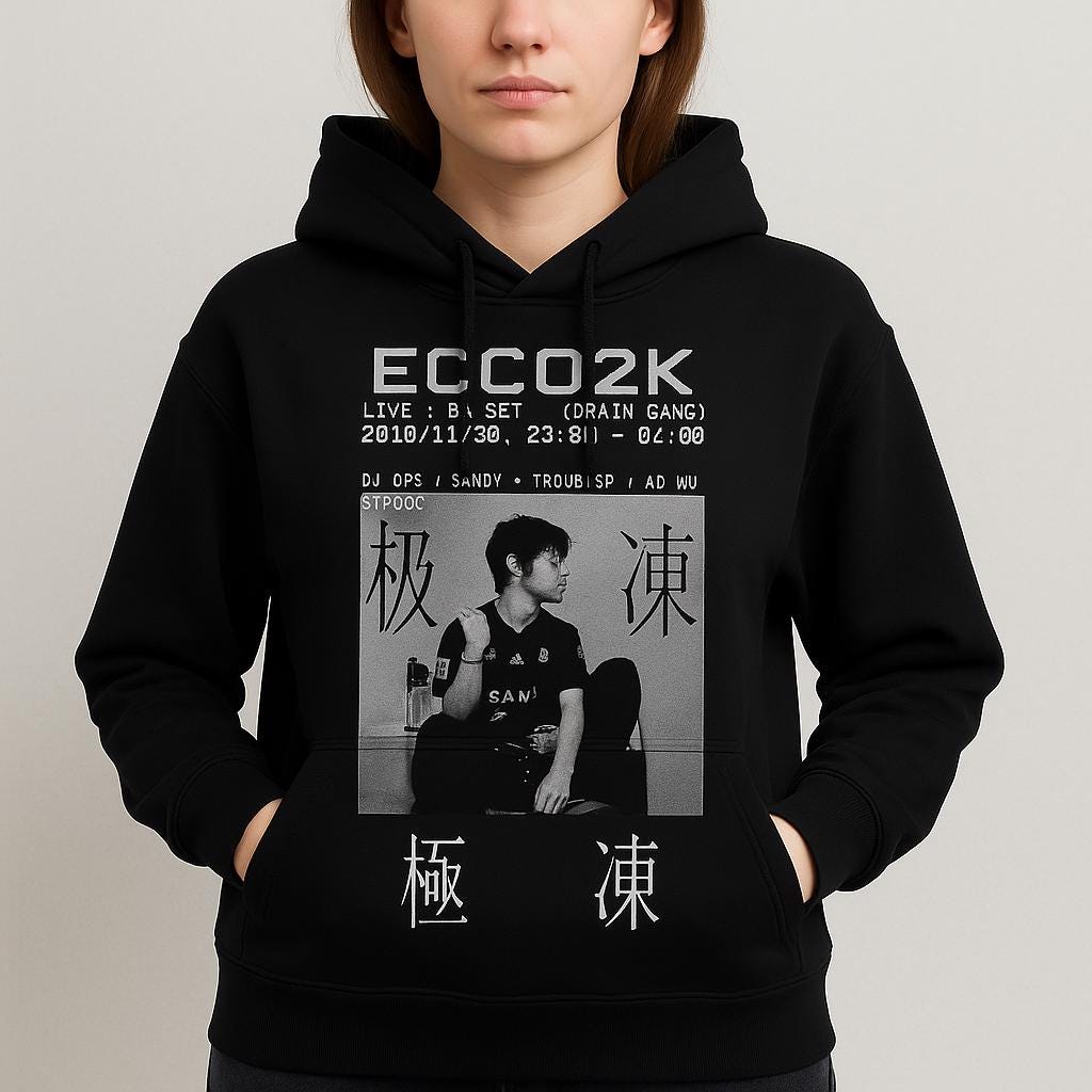 Ecco2k Live Set Hoodie, Drain Gang Merch, Ecco2k Clothing