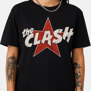 The Clash Red Star T-Shirt Punk Rock Band Tee Grunge Vintage Style Graphic Music Shirt