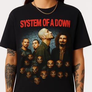 System of a Down Shirt SOAD Band Tee with Skulls Heavy Metal Rock Concert Nu Metal Vintage Style Fan Merch