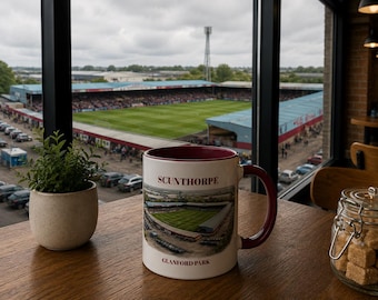 Mug Scunthorpe FC - Tasse à café du stade Glanford Park - Cadeau pour fan de football
