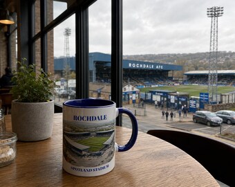 Mug Rochdale - Tasse à café Spotland Stadium - Cadeau pour fan de football