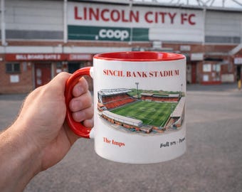 Mug Lincoln City - Tasse à café Sincil Bank Stadium - Cadeau pour fan de football