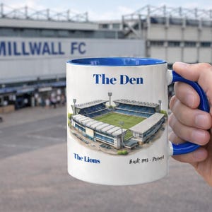 Millwall Mug - The Den Stadium Coffee Cup - Football Fan Gift - Championship League Soccer Stadium